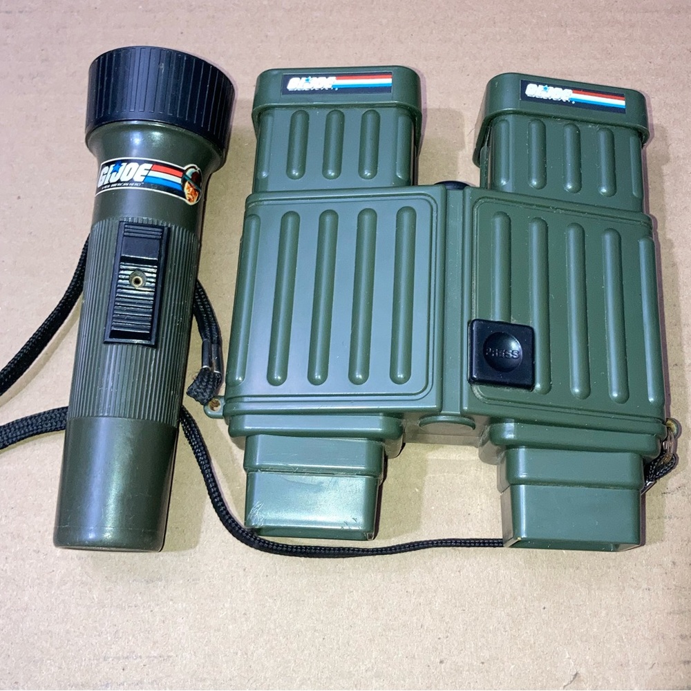 VINTAGE 1987 G.I. JOE Laser Track Binoculars and Flashlight Toys 2-piece Lot